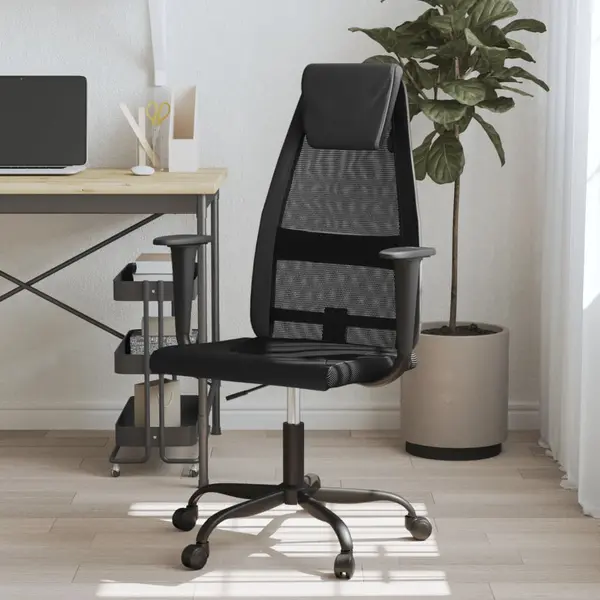 Gossi scaun birou reglabil in inaltime negru piele artificiala/plasa