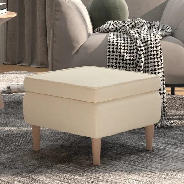 Gossi scaun cu picioare din lemn, crem, material textil