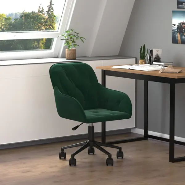 Gossi scaun de birou pivotant, verde inchis, catifea