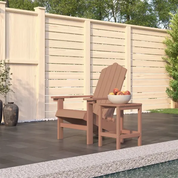 Gossi scaun de gradina adirondack cu masa, maro, hdpe