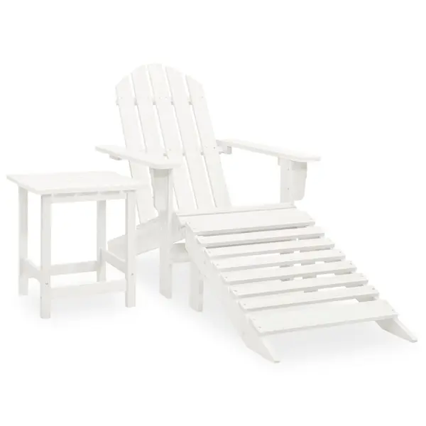 Gossi scaun de gradina adirondack cu masa&otoman, alb, lemn de brad