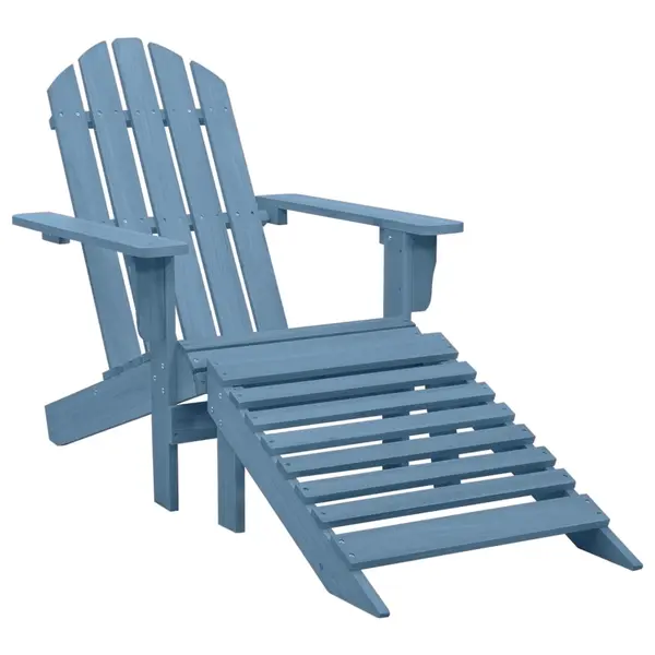 Gossi scaun de gradina adirondack cu otoman albastru lemn masiv brad