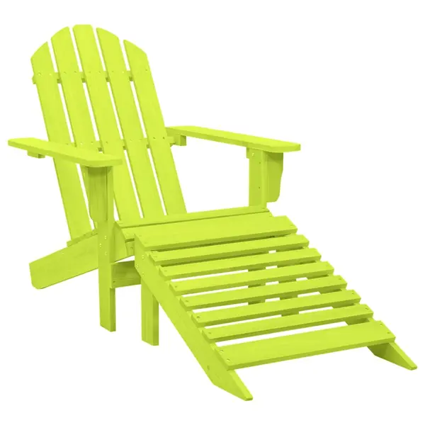 Gossi scaun de gradina adirondack cu otoman verde lemn masiv brad