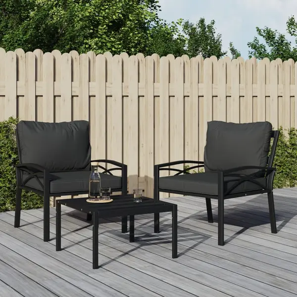 Gossi scaun de gradina cu perne gri, 68x76x79 cm, otel