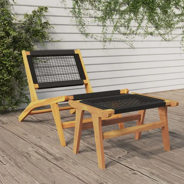 Gossi scaun de gradina cu suport picioare, lemn masiv tec & poliester