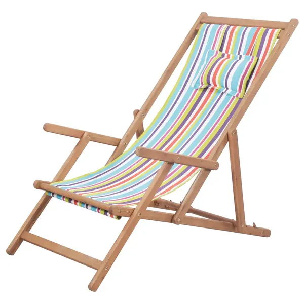 Gossi scaun de plaja pliabil, multicolor, textil si cadru din lemn