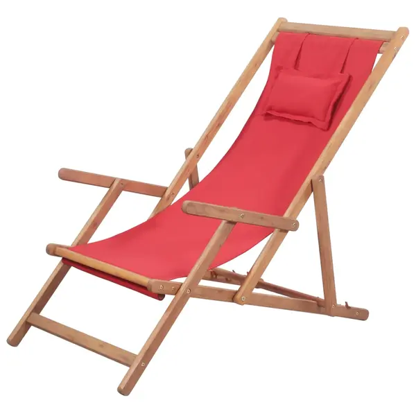 Gossi scaun de plaja pliabil, rosu, textil si cadru din lemn