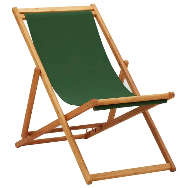Gossi scaun de plaja pliabil, verde, lemn de eucalipt si tesatura