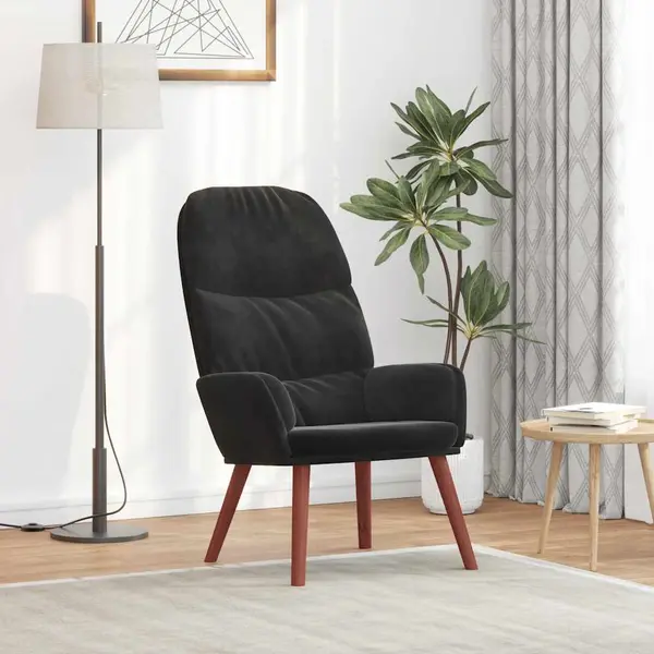 Gossi scaun de relaxare, negru, catifea
