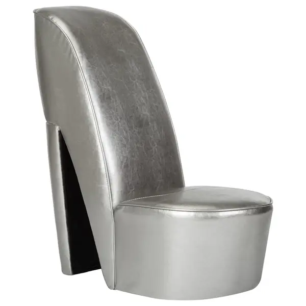 Gossi scaun, design toc inalt, argintiu, piele ecologica