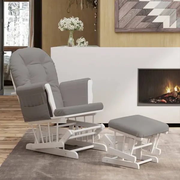 Gossi scaun glisant cu taburet, gri deschis, material textil