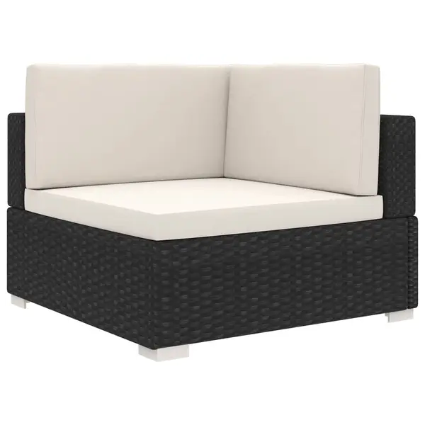 Gossi scaun modular de colt, 1 buc., negru, poliratan, cu perne