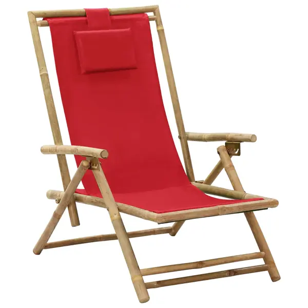 Gossi scaun rabatabil de relaxare, rosu, bambus & tesatura