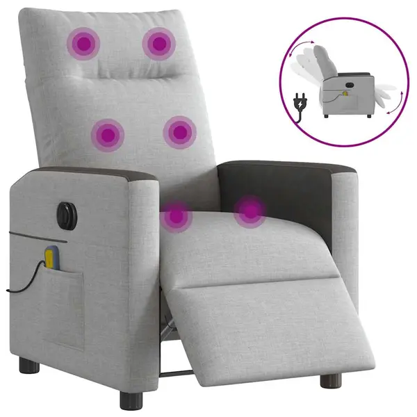 Gossi scaun reclinabil electric pentru masaj cloud grey fabric