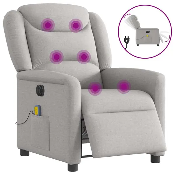 Gossi scaun reclinabil electric pentru masaj cloud grey fabric