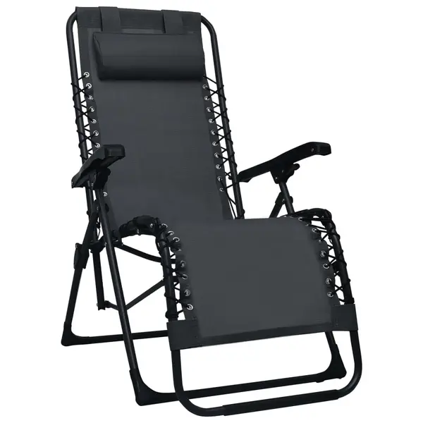 Gossi scaun sezlong pliabil, negru, textilena