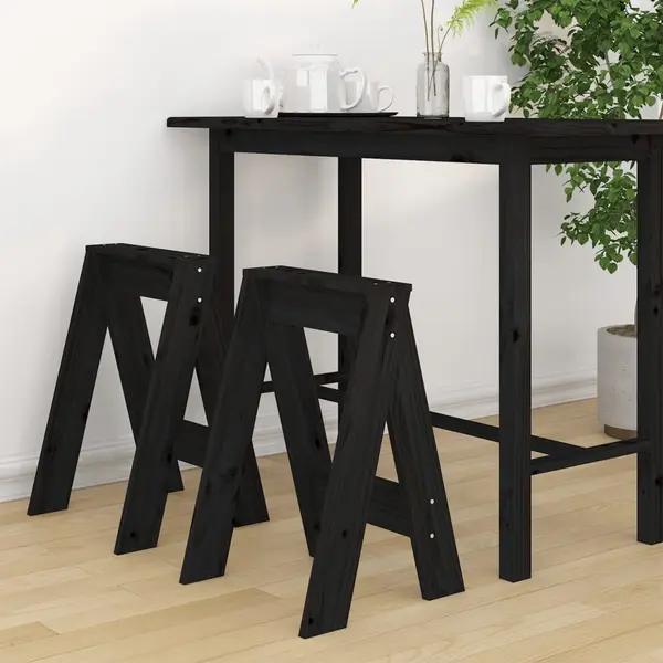 Gossi scaune, 2 buc., negru, 40x40x60 cm, lemn masiv de pin