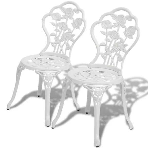 Gossi scaune bistro, 2 buc., alb, aluminiu turnat