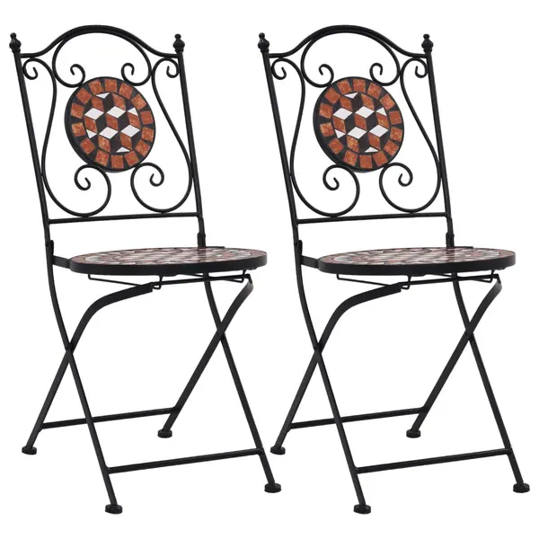 Gossi scaune bistro cu mozaic, 2 buc., maro, ceramica