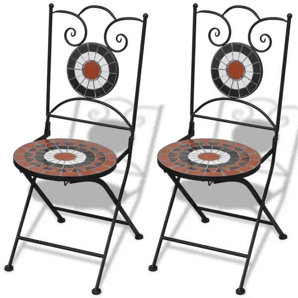 Gossi scaune bistro pliante, 2 buc., caramiziu si alb, ceramica