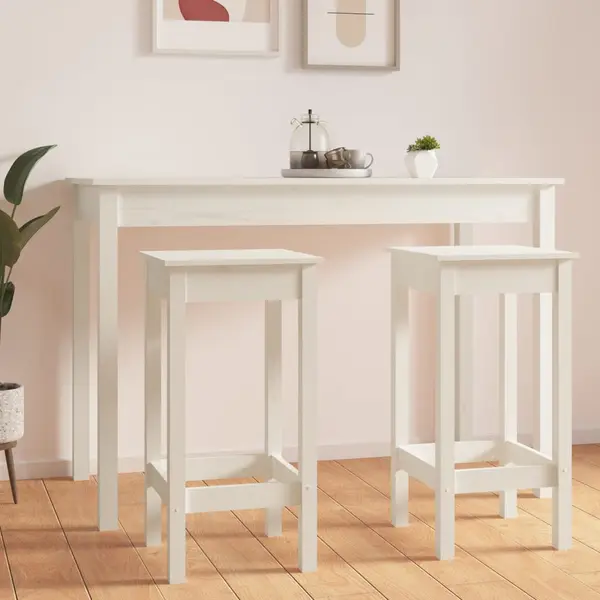 Gossi scaune de bar, 2 buc., alb, 40x40x78 cm, lemn masiv de pin
