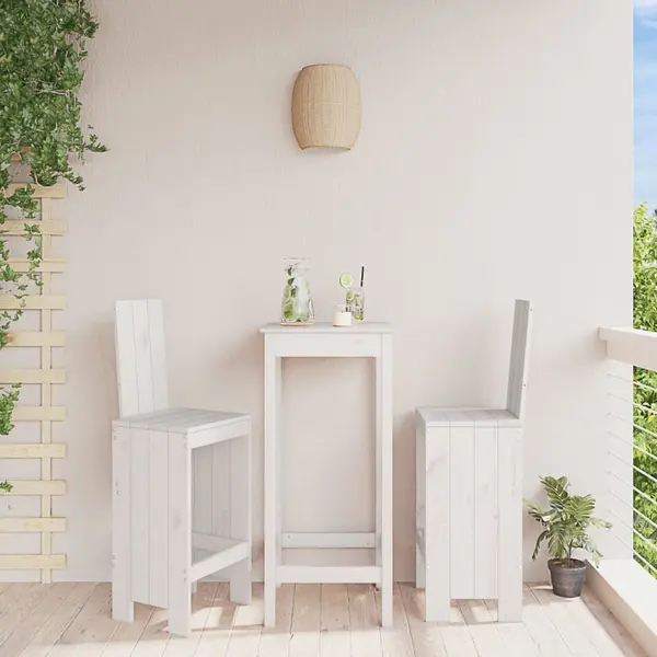 Gossi scaune de bar, 2 buc., alb, 40x42x120 cm, lemn masiv de pin