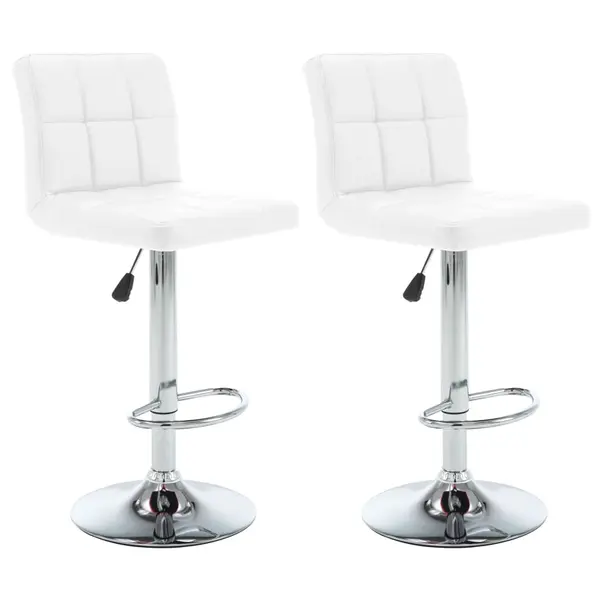 Gossi scaune de bar, 2 buc., alb, piele ecologica