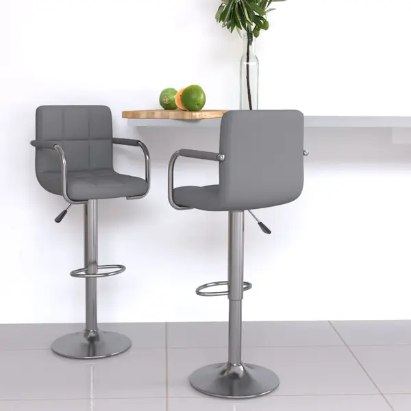 Gossi scaune de bar, 2 buc., gri, piele ecologica