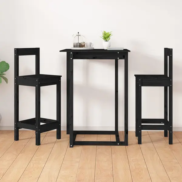 Gossi scaune de bar, 2 buc., negru, 40x41,5x112 cm, lemn masiv pin
