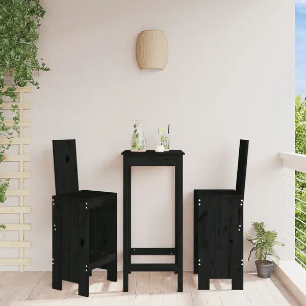 Gossi scaune de bar, 2 buc., negru, 40x42x120 cm, lemn masiv de pin
