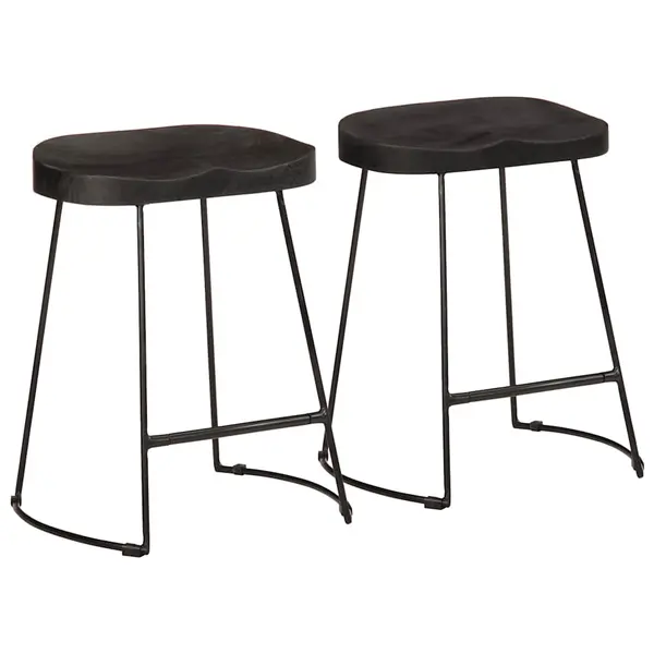 Gossi scaune de bar 2 buc negru 46x38x52 cm lemn masiv de mango