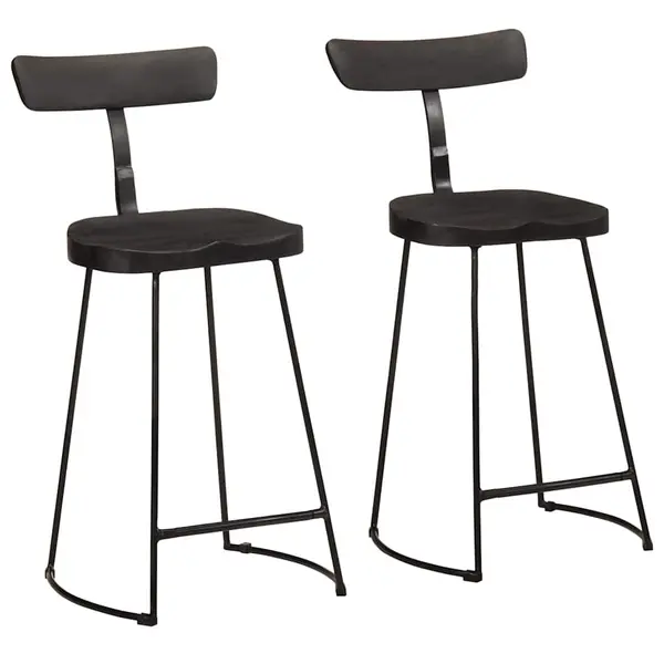 Gossi scaune de bar 2 buc negru 49x43x88 cm lemn masiv de mango