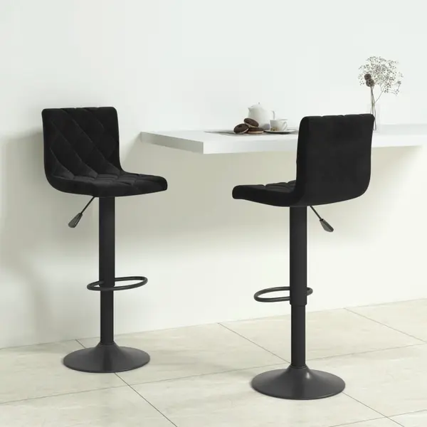 Gossi scaune de bar, 2 buc., negru, catifea