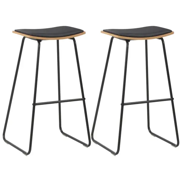 Gossi scaune de bar, 2 buc., negru, piele ecologica