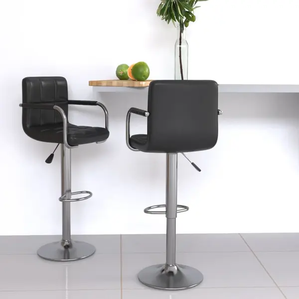 Gossi scaune de bar, 2 buc., negru, piele ecologica
