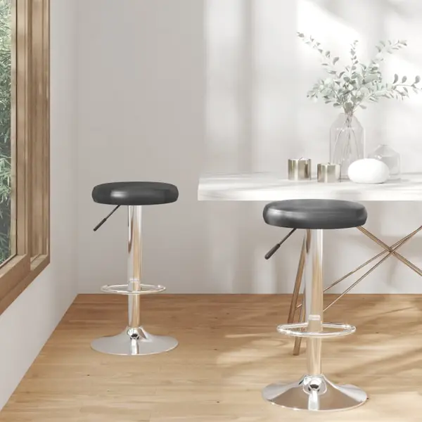Gossi scaune de bar, 2 buc., negru, piele ecologica