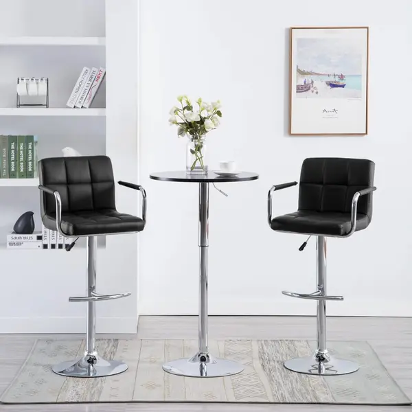 Gossi scaune de bar, 2 buc., negru, piele ecologica