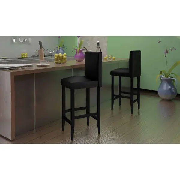 Gossi scaune de bar, 4 buc., negru, piele ecologica