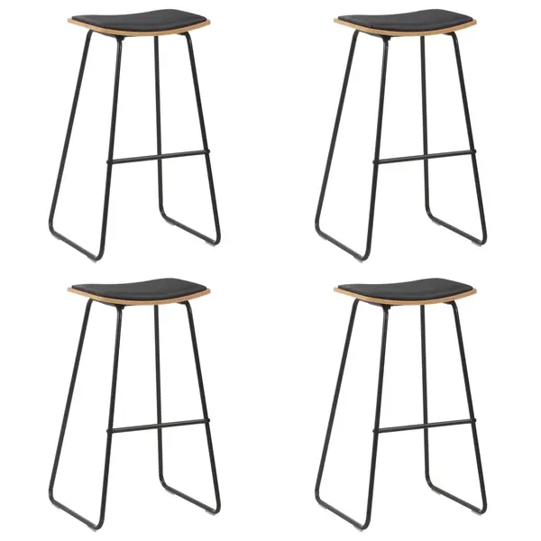 Gossi scaune de bar, 4 buc., negru, piele ecologica