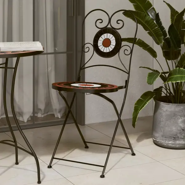 Gossi scaune de bistro pliabile, 2 buc., caramiziu si alb, ceramica