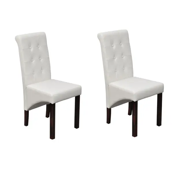 Gossi scaune de bucatarie, 2 buc., alb, piele ecologica