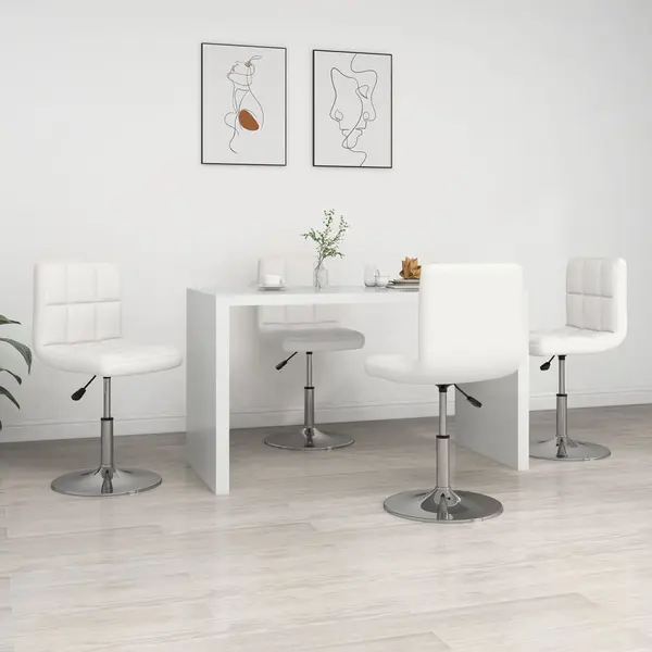 Gossi scaune de bucatarie, 4 buc., alb, piele ecologica