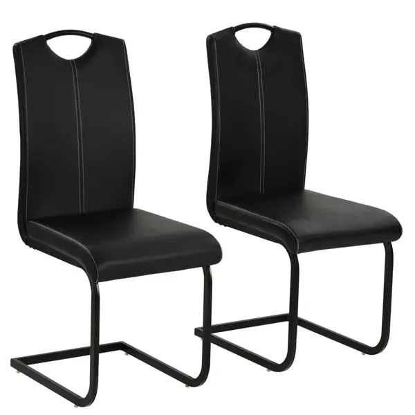 Gossi scaune de bucatarie consola, 2 buc., negru, piele ecologica