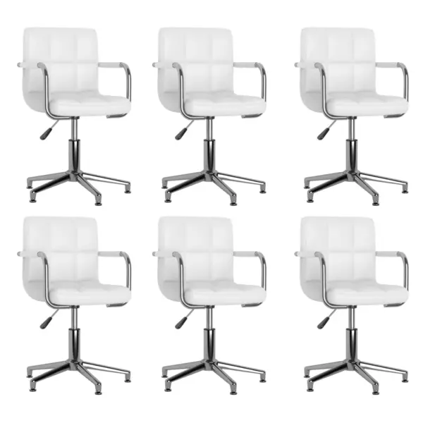 Gossi scaune de bucatarie pivotante, 6 buc., alb, piele ecologica