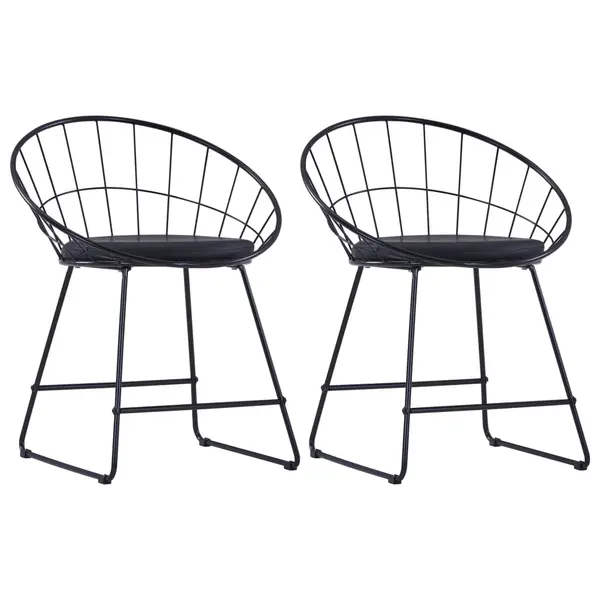 Gossi scaune de bucatarie, sezut piele ecologica, 2 buc., negru, otel
