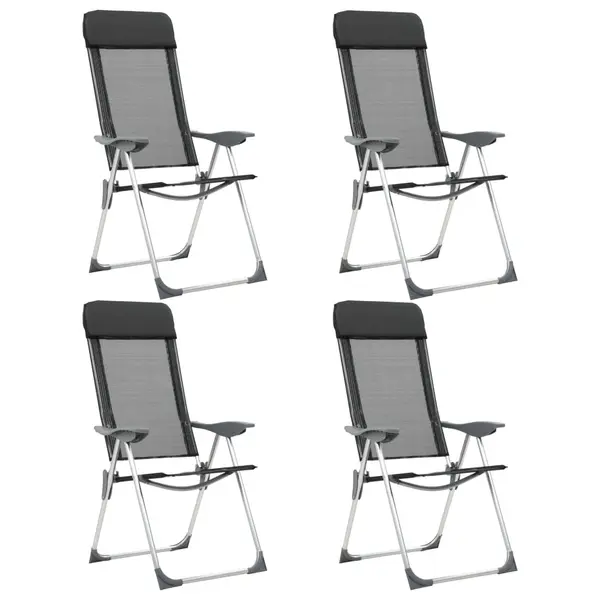 Gossi scaune de camping pliante, 4 buc., negru, aluminiu