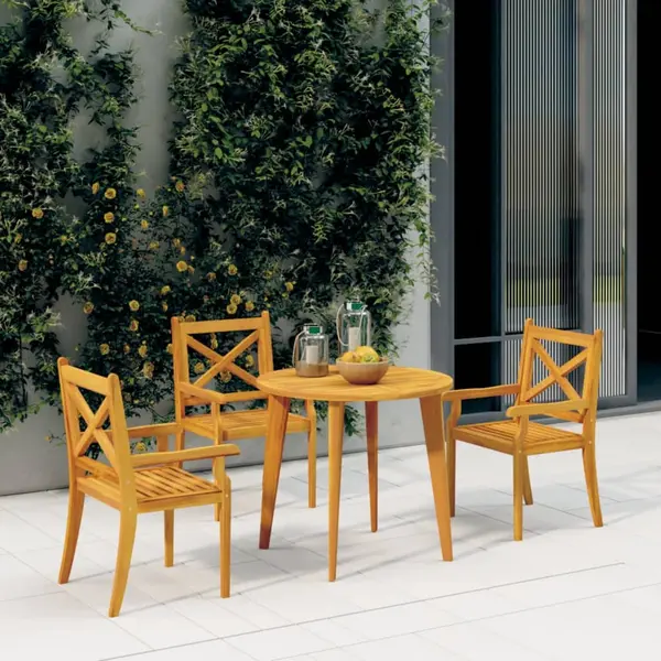 Gossi scaune de exterior, 3 buc., lemn masiv de acacia