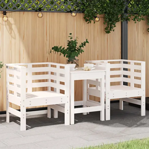 Gossi scaune de gradina, 2 buc., alb, 61,5x53x71 cm, lemn masiv pin