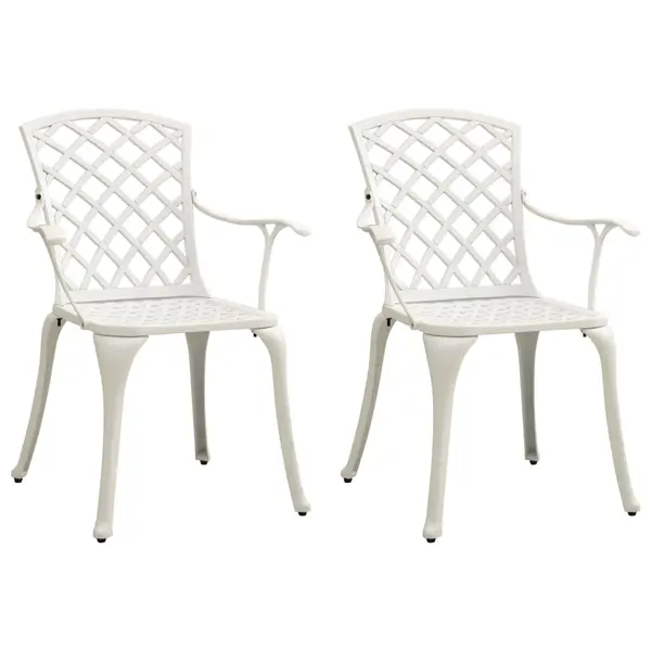 Gossi scaune de gradina, 2 buc., alb, aluminiu turnat