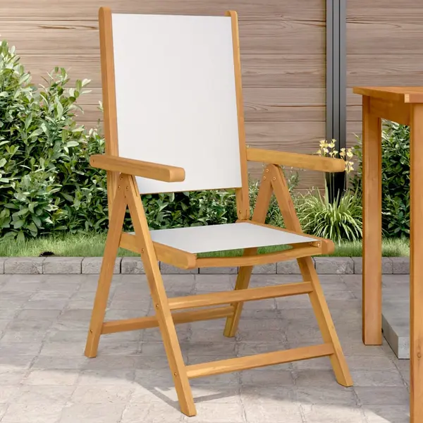 Gossi scaune de gradina 2 buc., alb crem, lemn masiv acacia si textil